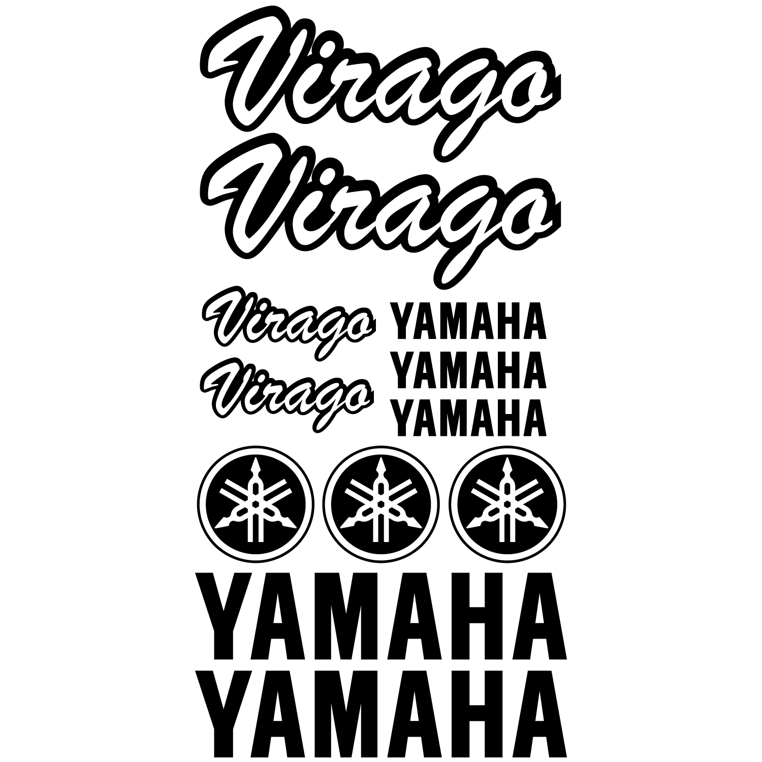 Autocollants 3D Yamaha Virago - 2 Stickers Réservoir Moto, Design Logo, Neufs