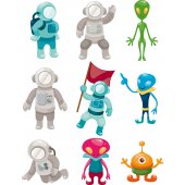 Alien Set Wall Stickers