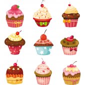 Cupcakes Set Wall Stickers