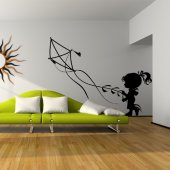 Girl Kite Wall Stickers