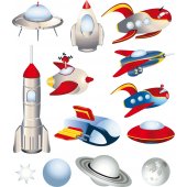 Spaceships Set Wall Stickers