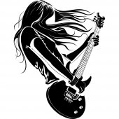 Woman Guitarist Wall Stickers