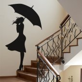 Woman Umbrella Wall Stickers